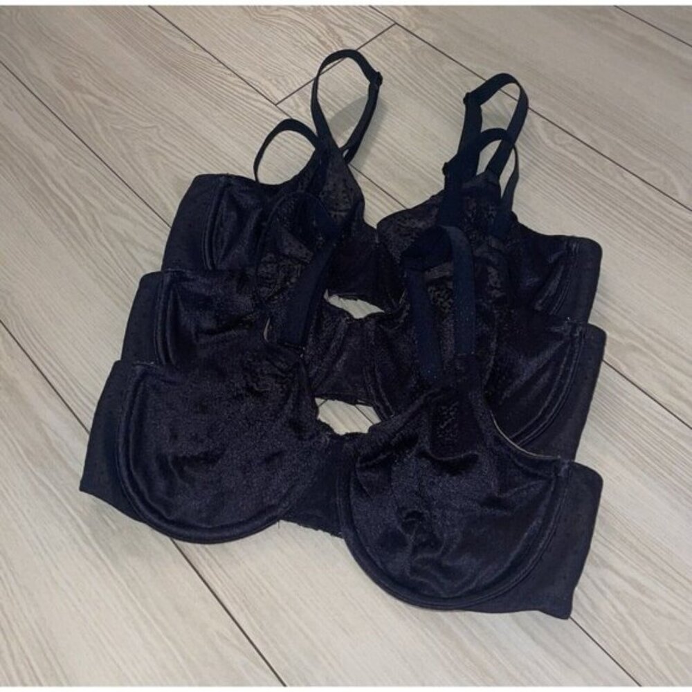 Lot 3 Wacoal 855303 Back Appeal Underwire Back Smoothing Bras Womens 34D Black